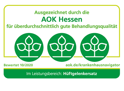 AOK-Gütesiegel für überdurchschnittliche Behandlungsqualität im Bereich Hüftgelenkersatz