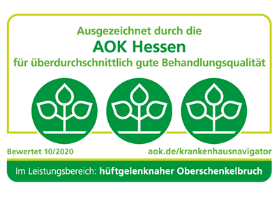 AOK-Gütesiegel für überdurchschnittliche Behandlungsqualität im Bereich hüftgelenknaher Oberschenkelbruch