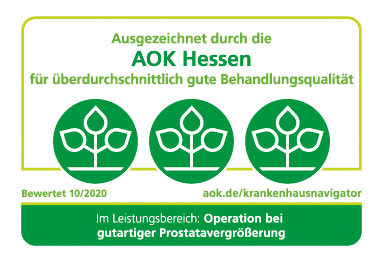 AOK-Gütesiegel für überdurchschnittliche Behandlungsqualität im Bereich Operationen bei gutartiger Prostatavergrößerung