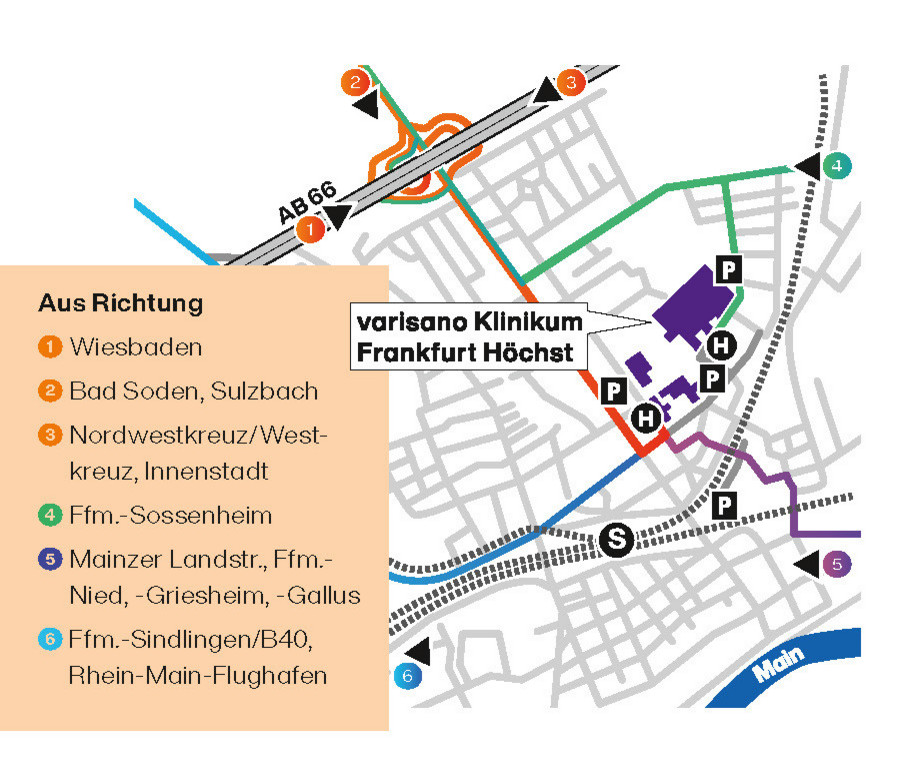 Anfahrt Neubau Klinikum Frankfurt Höchst