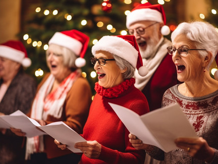 Frauenchor und Weihnachtsmann singen Lieder