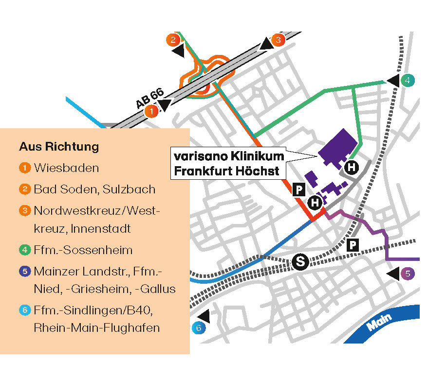 Anfahrt Neubau Klinikum Frankfurt Höchst